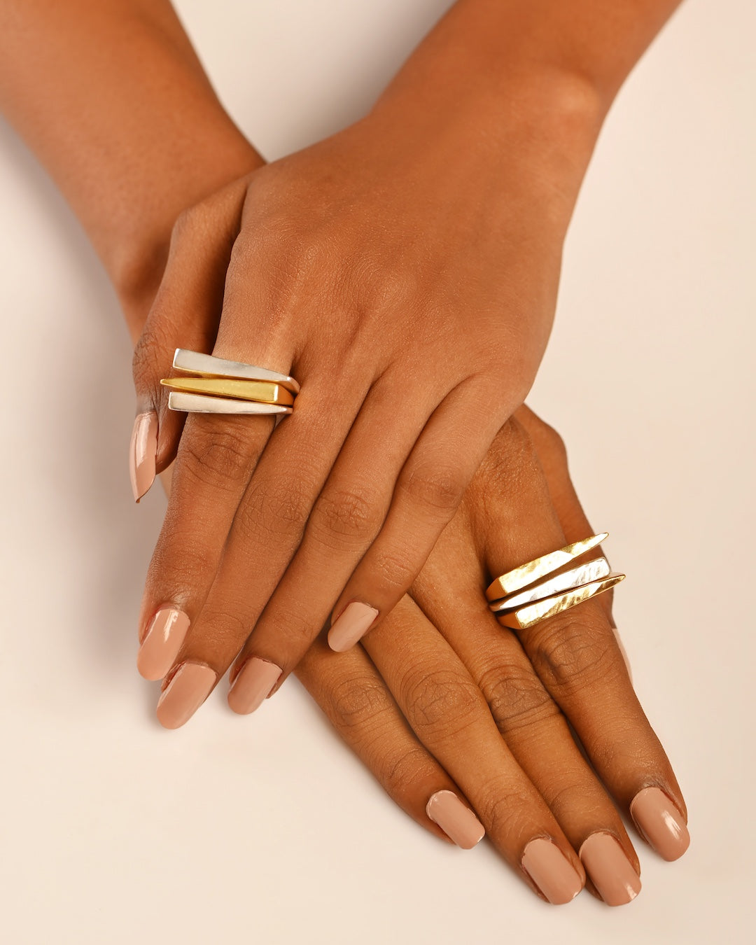 Stack of three handmade mix metal Athame Rings