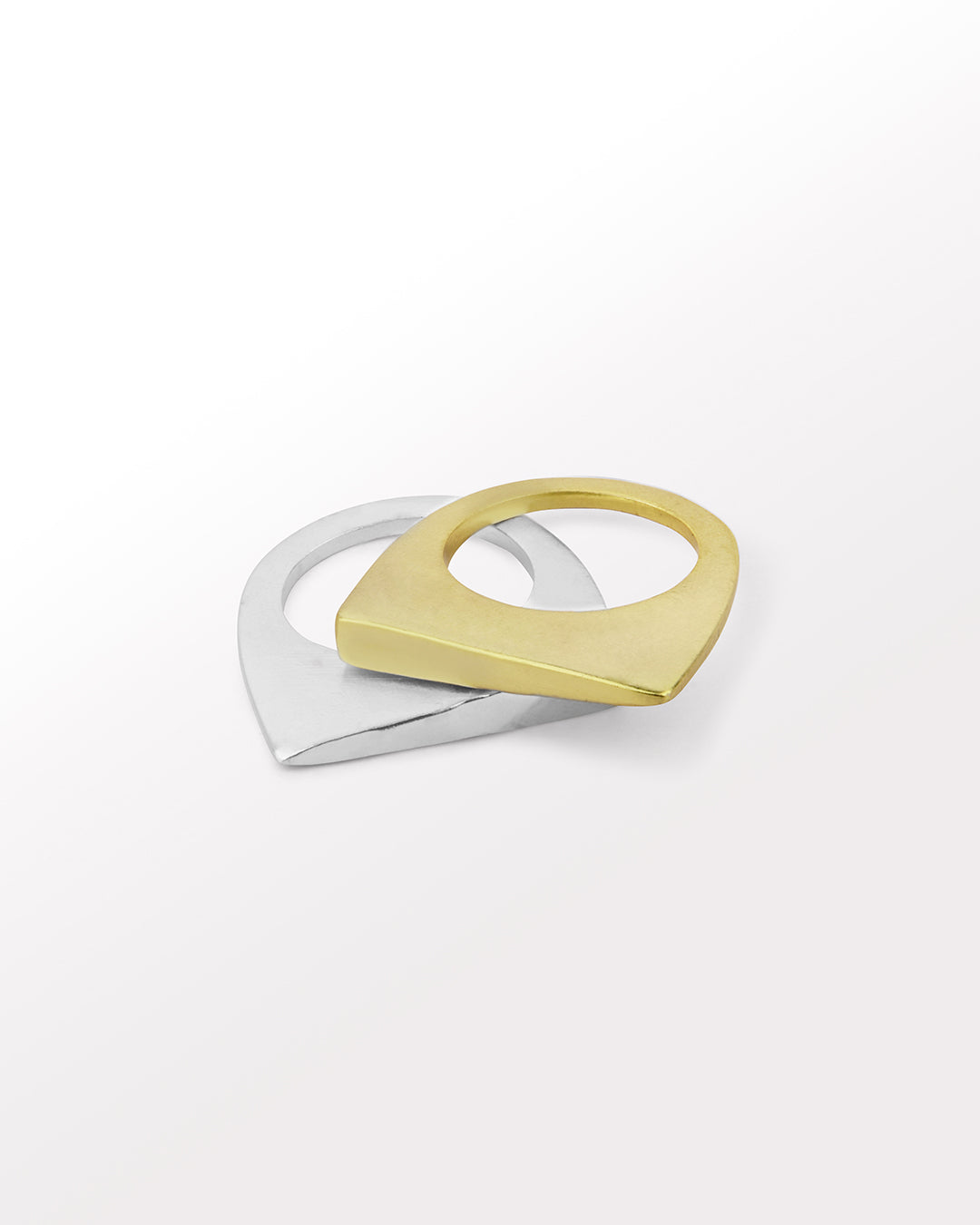 Stack of two Athame Rings - Handmade Rings in Gold & Silver