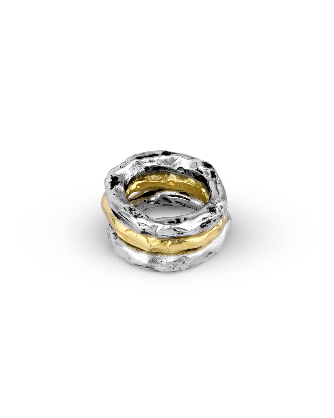 Stack of 3 Clairvoyance Rings in Gold & Silver