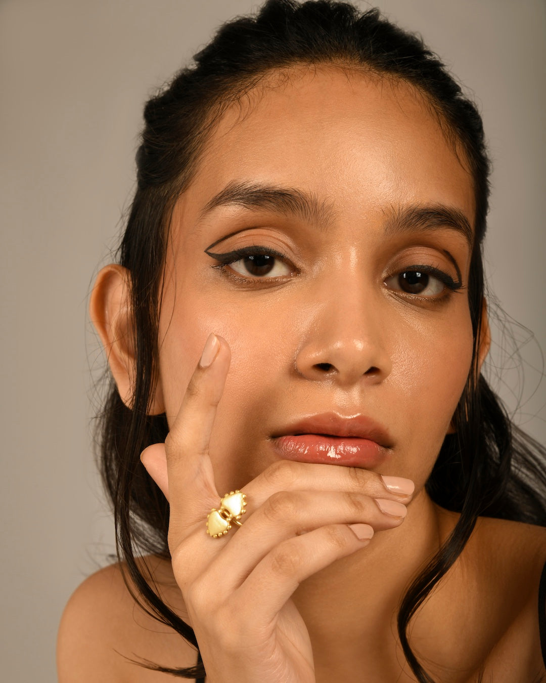 Passional Twin Hearts Midi Ring