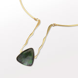 Apotropaic Neckdrip in Gold with Large Labradorite Gemstone Pendant
