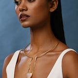 Apotropaic Statement Neckdrip in Gold with Rose Quartz Pendant