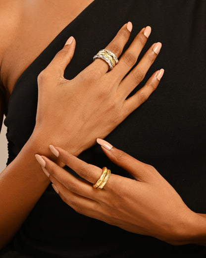 Mix Metal Stack of Clairvoyance Rings