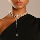 Model wearing the Clairvoyance Multiway Wrap Chain as a Silver Choker