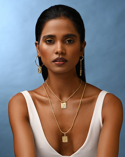 Gold Creator Pendants & Chain Necklaces Styled with the Creator Mismatched Hoops