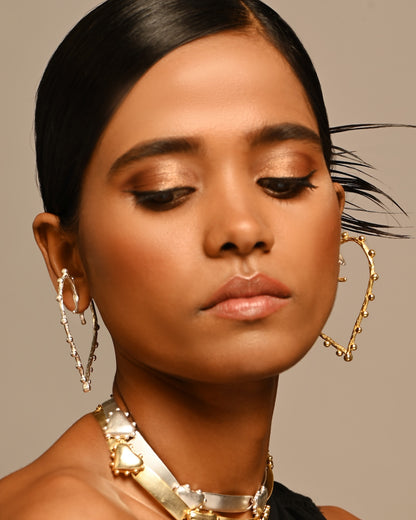 Mix Metal Large Heart Hoops, Passional by Batoki.