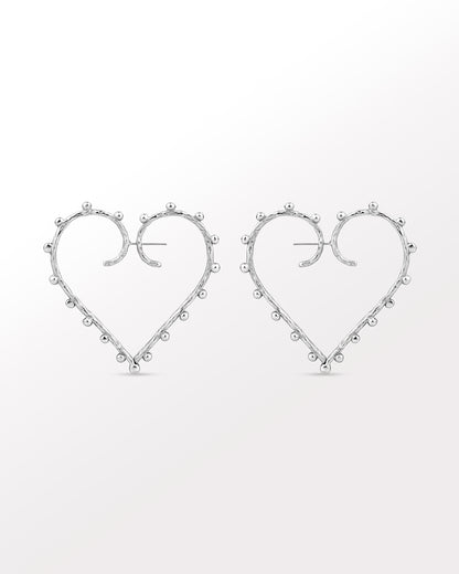 Oversized Hoop Earrings in Silver. Passional / Heart by Batoki.