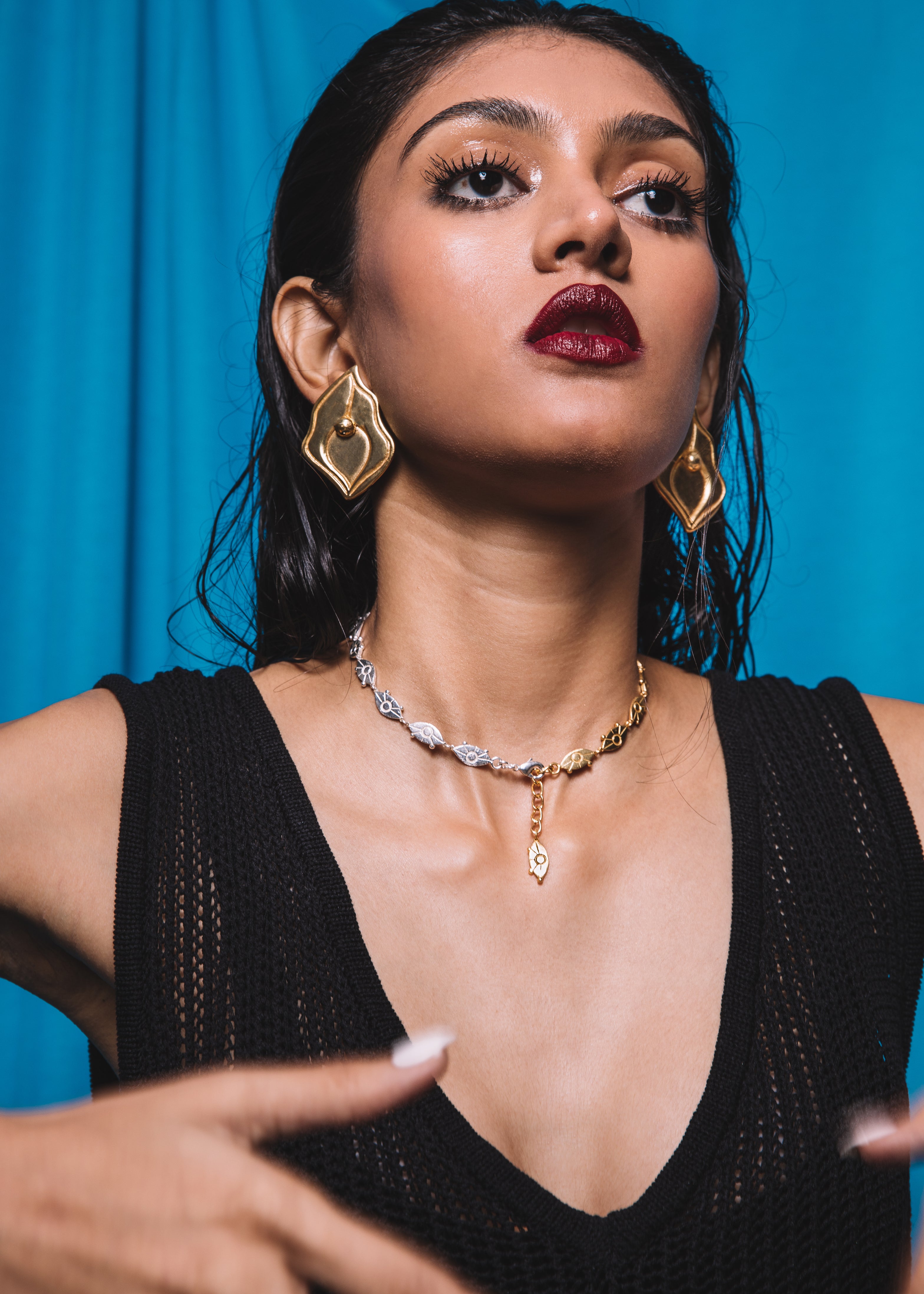 Batoki's Visionary Mix Metal Neckdrip Styles with the Creator Earrings