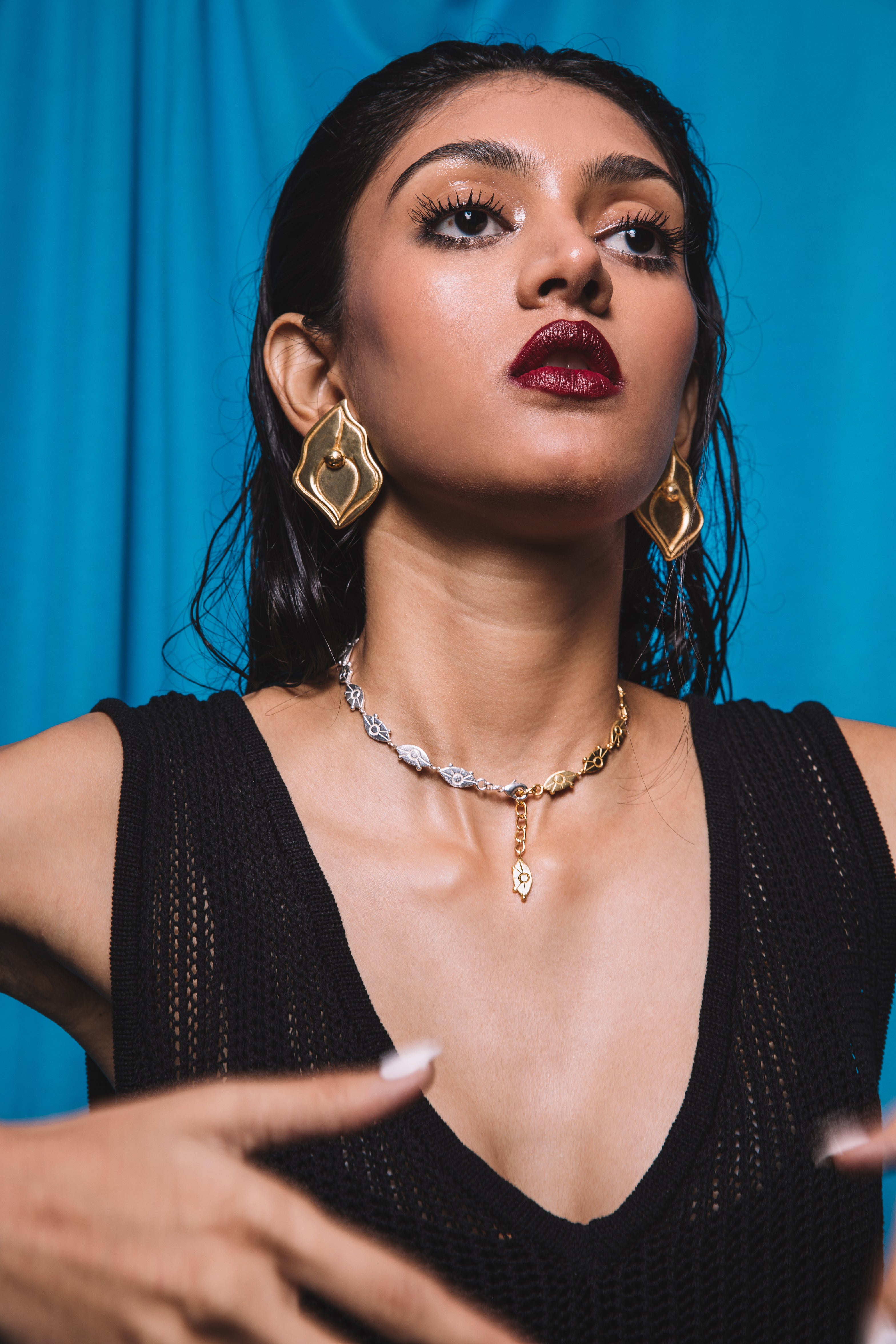 Batoki's Visionary Mix Metal Neckdrip Styles with the Creator Earrings