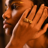 Channel, Gold Textured Statement Ring